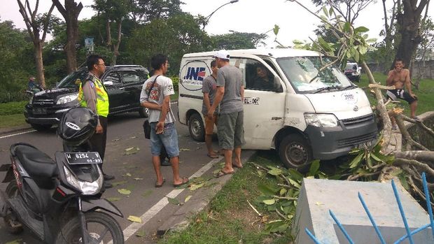 Sopir pingsan setelah mobil tabrak pohon kamboja