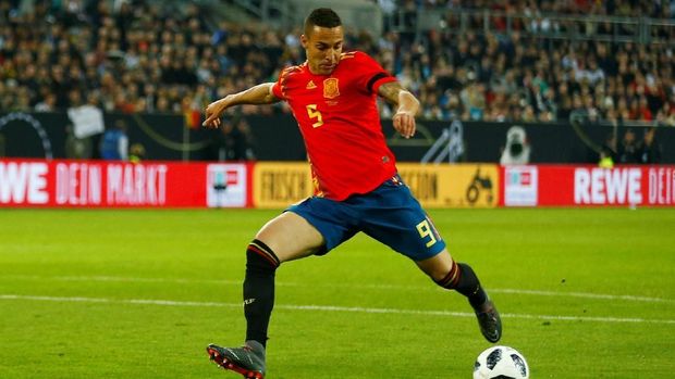 Rodrigo Moreno sempat membawa Spanyol unggul berkat sepakan kaki kirinya.