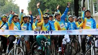 Keceriaan itu amat sangat terasa di wajah para Bos BUMN yang ikut serta saat pelepasan peserta sepeda santai tersebut. Foto: dok. BUMN