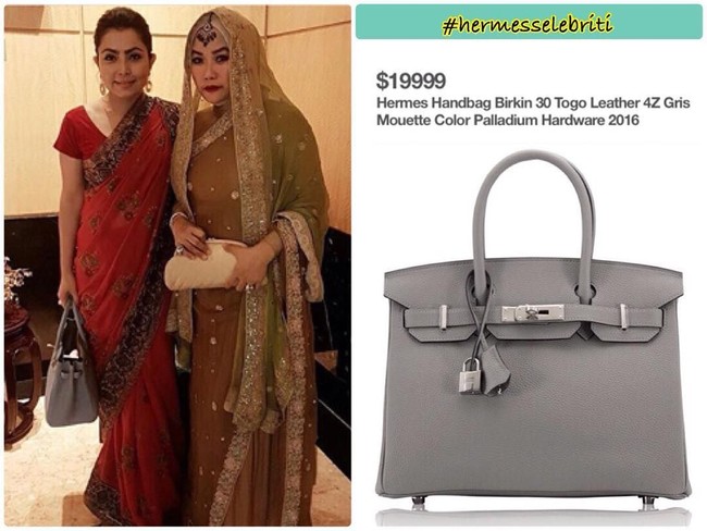 Bergaya dengan busana khas India, baju sari berwarna merah, Mayangsari melengkapi penampilannya dengan membawa tas Hermes Birkin 30 cm seharga US$ 19.999 atau sekitar Rp 276 juta. Foto: Dok. Instagram HermesSelebriti