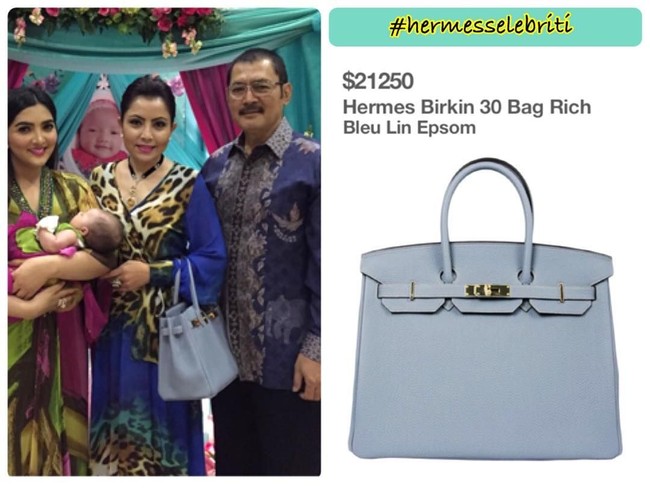 Berpose bersama sang suami, Bambang Trihatmodjo, Mayangsari membawa tas Hermes Birkin berwarna biru seharga US$ 21.250 atau sekitar Rp 293 juta. Foto: Dok. Instagram HermesSelebriti