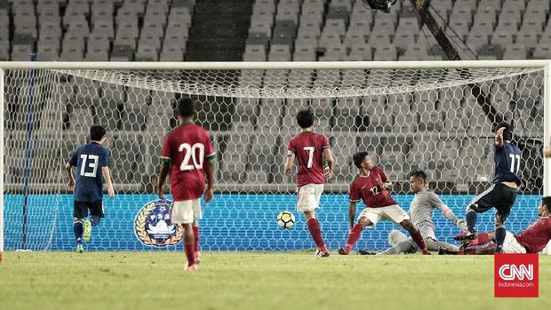 Timnas Jepang U-19 empat kali membobol gawang Timnas Indonesia U-19 dalam laga uji tanding, 25 Maret 2018.