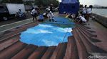 Keren! Lukisan 3D di Trotoar Danau Sunter