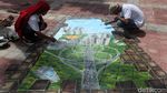 Keren! Lukisan 3D di Trotoar Danau Sunter