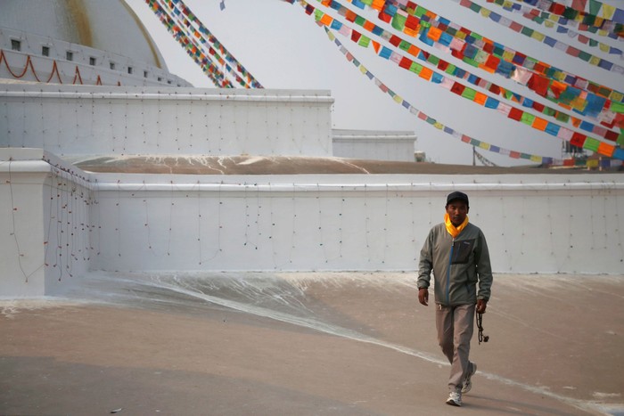 Kami Rita Sherpa, 48, who is attempting a world record by climbing Mount Everest for the 22nd time this season, poses for a picture at Boudhanath Stupa in Kathmandu, Nepal March 26, 2018. REUTERS/Navesh Chitrakar