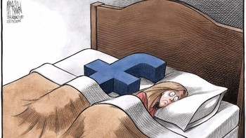 Sudah mau tidur pun terus dibayang-bayangi Facebook. (Foto: Twitter)