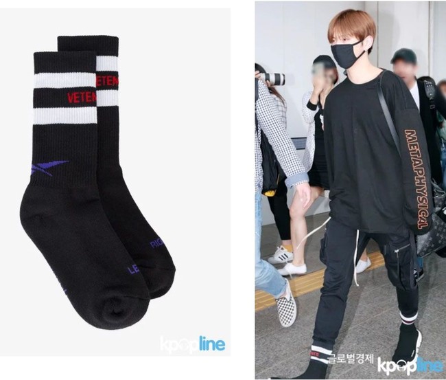 Kang Daniel dari Wanna One memakai kaus kaki Reebok x Vetements yang dijual US$ 95 atau Rp 1,3 juta. Foto: Istimewa
