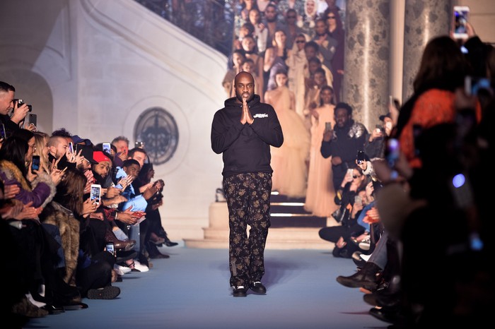 PARIS, FRANCE - MARCH 01:  Fashion designer Virgil Abloh walks the runway during the Off-White show as part of the Paris Fashion Week Womenswear Fall/Winter 2018/2019 on March 1, 2018 in Paris, France.  (Photo by Francois Durand/Getty Images)