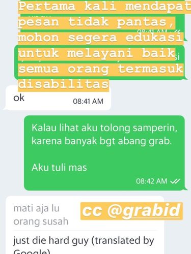 Chat dengan driver Grab. 