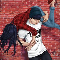 Jungkook adalah salah satu member yang paling banyak penggemar. Mereka pasti ingin jadi pacar Jungkook yang dikenal atletis dan kuat agar bisa digendong seperti ini. Foto: DeviantArt/dlazaru