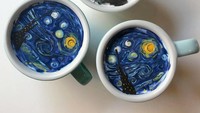 Mulai dari lukisan The Scream, Starry Night hingga Monalisa berhasil dia sajikan di dalam cangkir kopi yang cantik. Foto: Instagram @leekangbin91