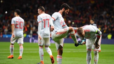 Foto: Pesta Gol Spanyol ke Gawang Argentina