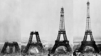 Menara Eiffel dibangun untuk Exposition Universelle tahun 1889 di Paris - perayaan seratus tahun Revolusi Perancis. Diciptakan oleh insinyur sipil Perancis Gustave Eiffel dan tim teknik, menara ini menggunakan teknik konstruksi modern untuk mencapai ketinggian 1.083 kaki, menjadikannya struktur buatan manusia tertinggi di dunia hingga selesainya Gedung Chrysler di New York pada tahun 1930. Menara ini didirikan dengan kecepatan luar biasa - hanya 22 bulan . Masing-masing dari 18.000 keping logam dibuat dengan presisi ekstrem, sehingga memungkinkan perakitan cepat. Jurnalis Emile Goudeau menggambarkan lokasi pembangunan tersebut: Foto: dok. GettyImage