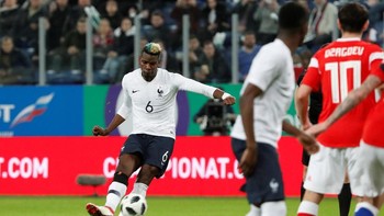 Pasukan yang dikomandoi Paul Pogba cs, yaitu Prancis, menempati posisi setelah Inggris yaitu di urutan ketiga. Foto: Grigory Dukor/Reuters