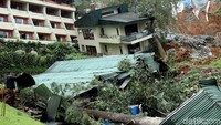 Begini penampakan 3 bangunan yang terkena dampak longsor di Hotel Puncak Pass, Kamis (29/3/2018).
