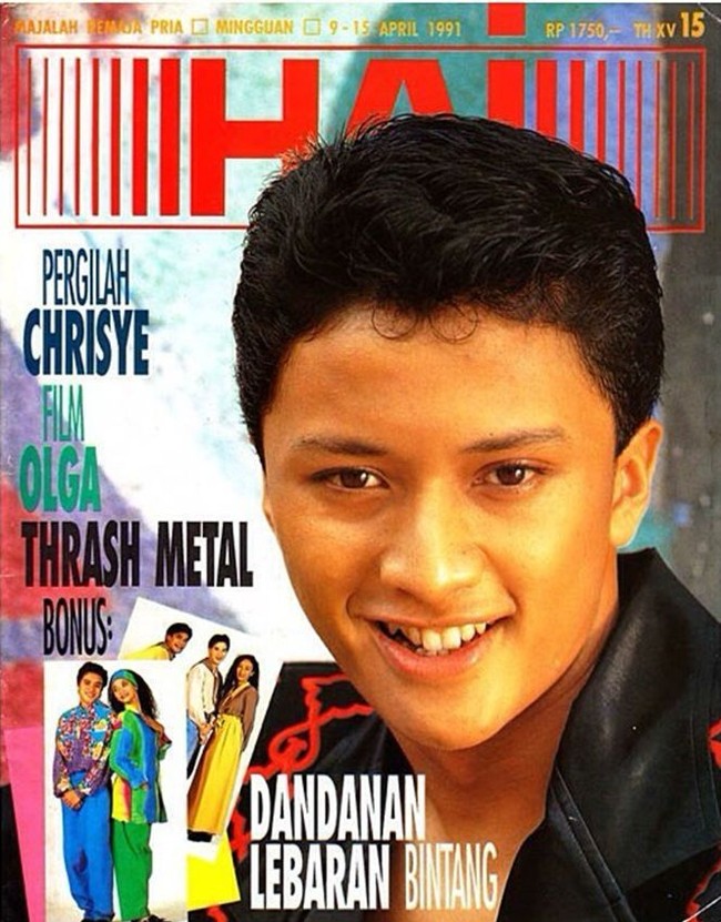 Inilah wajah imut aktor dan presenter Ferry Maryadi. Suami Deswita Mahari itu masih berusia 17 tahun saat berpose sebagai cover boy majalah Hai tahun 1991. Foto: Dok. Instagram @koleksinyawodjo, Instagram @ariwibowo, Instagram @ddyusuf66