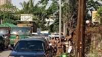 Petugas Satpol PP Wanita yang dikirim Gubernur DKI Jakarta Anies Baswedan tiba di Hotel Alexis, Jakarta Utara.