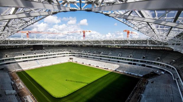 Stadion Kaliningrad akan menggelar laga timnas Spanyol dan timnas Inggris pada pertandingan fase grup Piala Presiden 2018. (