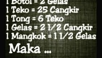 Sekarang beralih ke hitung-hitungan ya. Jika 1 botol = 2 gelas, 1 teko = 25 cangkir, 1 tong = 6 teko, 1 gelas = 2 1/2 cangkir, 1 mangkok = 1 1/2 gelas, maka...1 tong = ... botor?. Jawabannya 30 botol, 25 botol, atau 15 botol? Foto: Instagram