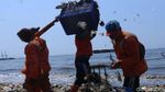 Pasukan Oranye Berjibaku Bersihkan Sampah di Pesisir Cilincing