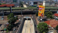 Underpass atau terowongan Mampang Prapatan-Kuningan, Jakarta Selatan, dilihat dari atas.