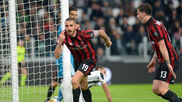 AC Milan sempat menyamakan skor 1-1 melalui gol mantan bek Juventus, Leonardo Bonucci. (