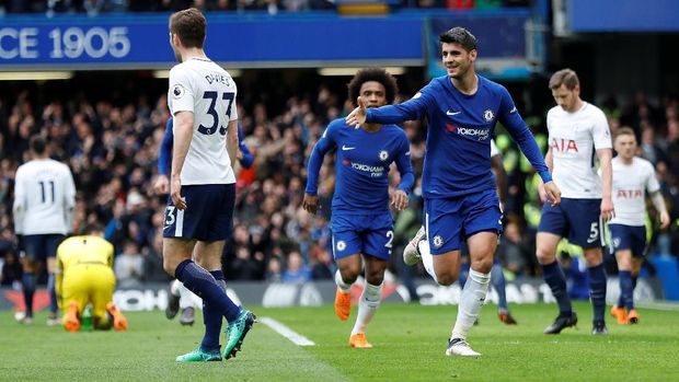 Chelsea sempat unggul lebih dulu atas Tottenham Hotspur berkat gol Alvaro Morata. (