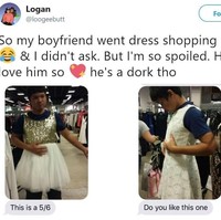 Bukti lain jika banyak pria baik hati yang bahkan rela mencoba sendiri dress yang ingin dibelikannya untuk sang pacar. Foto: Twitter