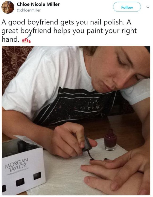 Definisi lain dari pacar yang baik dan bertalenta. Foto: Twitter