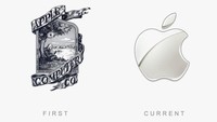 Tak seperti yang orang lihat sekarang, logo Apple sebelumnya bukan apel yang kena gigit lho. Istimewa/Boredpanda.