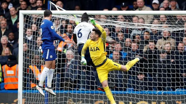 Alvaro Morata sempat mencetak gol untuk keunggulan Chelsea atas Tottenham Hotspur di babak pertama. (