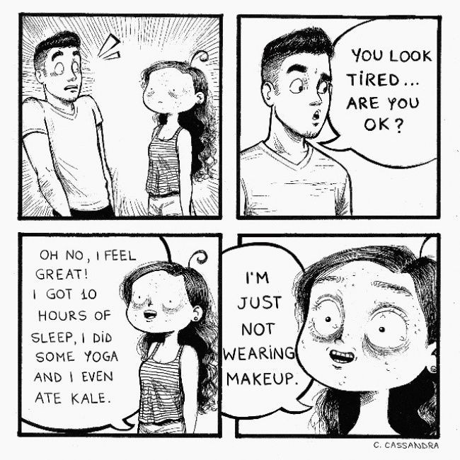 Makeup adalah sahabat sejati wanita. Begini kira-kira kepercayaan diri wanita yang bisa turun hingga level nol ketika tak pakai makeup. Foto: Istimewa