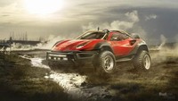 Ferrari 488 versi offroad. Produsen supercar asal Italia ini memang diperkirakan ingin meluncurkan model SUV tapi tidak tahu kapan tepatnya. Tapi untuk sekedar desain, Ferrari 488 tetap keren dan tidak kehilangan sisi supercarnya jika dibuat off road. Mempertahankan desain bodi, mobil disematkan ban dan suspensi besar khas mobil off road. Foto: Budget Direct