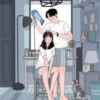  Membantu pasangan mengeringkan rambut jadi salah satu aksi sederhana pria namun terkesan romantis. Foto: Instagram