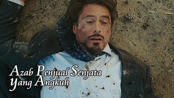 Salah satunya seperti diambil dari film Iron Man, dimana Tony Stark digambarkan sebagai penjual senjata yang angkuh dan terkena azab. Foto: Facebook/Intan Brahmanti
