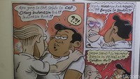 Ada juga karya komikus Mice yang terkenal dengan gambar-gambar yang penuh kritik sosial.  Foto: Tia Agnes/ detikHOT