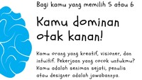 Sedangkan untuk yang memilih 5 dan 6 dominan menggunakan otak kanan. Hmm sebenarnya para ilmuan banyak yang memperdebatkan sih soal ada atau tidaknya otak dominan. Ya yang penting buat seru-seruan sih, iya enggak? (Foto: wafflesatnoon.com)