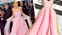 Simple tapi anggun. Baik gaun asli maupun cookies bentuk gaun pink buatan Liz Joy ini. Apa reaksi Gwyneth Paltrow saat melihat gaun yang ia kenakan asaat menghadiri Oscar di tahun 1999 ada di atas cookies, ya? Foto: Instagram @nspiredtotaste