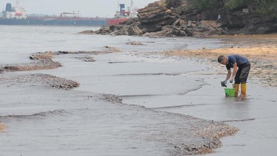 Pipa Minyak Terbakar, Pantai Banua Patra Balikpapan Tercemar