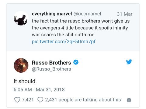 Nasib Para Avengers di 'Infinity War' Disebut Bakal Jadi Judul di 'Avengers 4'