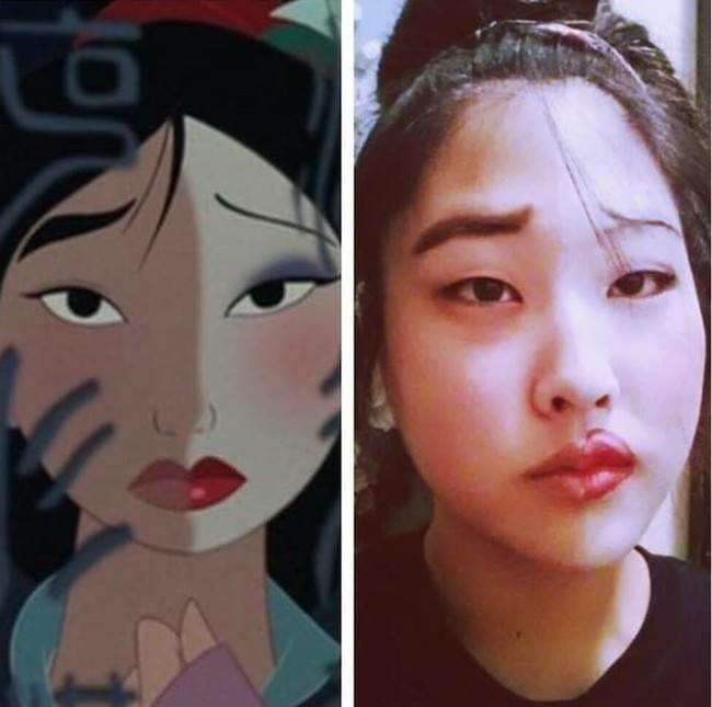 Meniru salah satu adegan dalam filmnya, wanita berwajah oriental ini juga mirip dengan Mulan. Foto: Buzzfeed