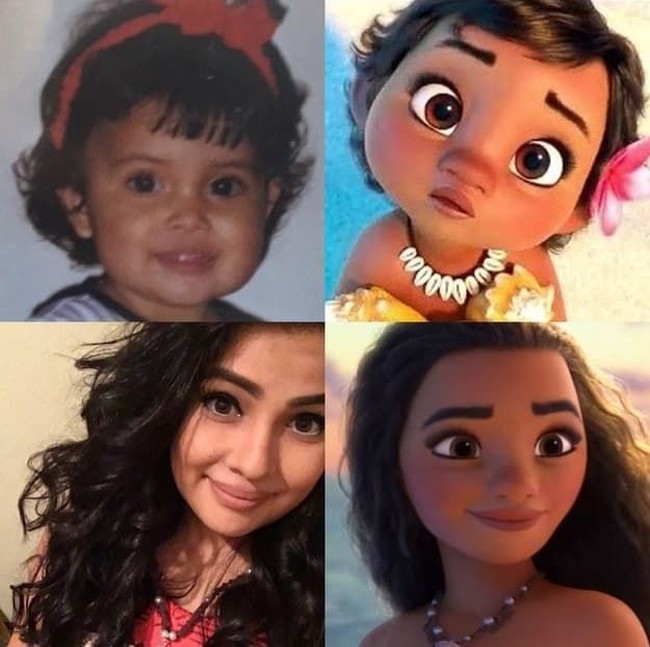 Sejak kecil, wanita berambut keriting ini sudah mirip dengan Moana. Bentuk mata, hidung, dan bibirnya pun serupa. Foto: Buzzfeed