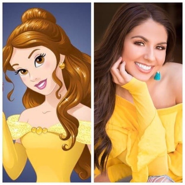 Mengenakan baju kuning, wanita dengan warna mata serupa Belle ini mirip Putri Disney. Foto: Buzzfeed