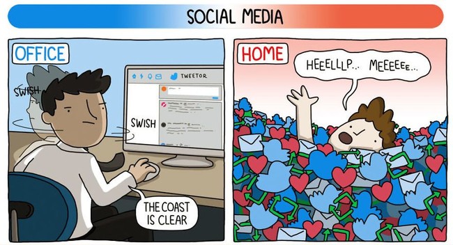 Mencuri-curi lihat media sosial saat bos tidak lihat mungkin jadi salah hal yang bikin kerja jadi lebih menyenangkan. Untuk yang bekerja di rumah, mereka bahkan sering tenggelam dalam media sosial saking tak ada yang memperhatikan. Foto: Emma Murray/Toggl