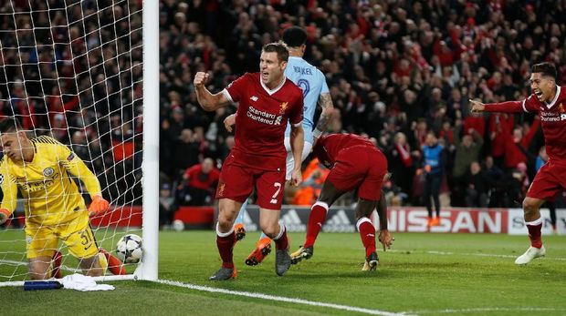 Liverpool menghajar Manchester City 3-0 pada leg pertama perempat final Liga Champions. (