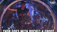 Thor lalu bersama Guardians of the Galaxy mencari senjata baru menggantikan palunya yang hancur. Foto: dok Instagram