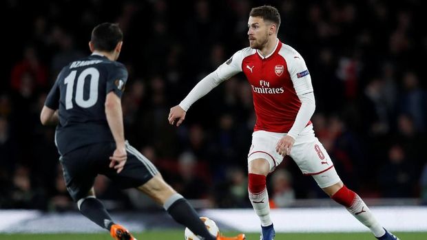 Aaron Ramsey mencetak gol pembuka dalam pertandingan Arsenal vs CSKA di leg pertama perempat final Liga Europa.