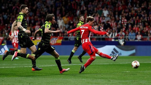 Antoine Griezmann menyumbang satu gol di laga lawan Sporting.