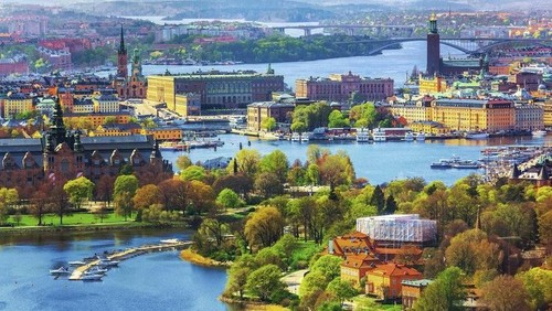Ilustrasi Stockholm dan pulau di Swedia