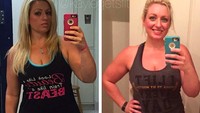 Foto sebelah kanan nyaris 7kg lebih berat. Wanita ini mengaku lebih memilih strong daripada kurus. (instagram @kaylegetsfit ) 